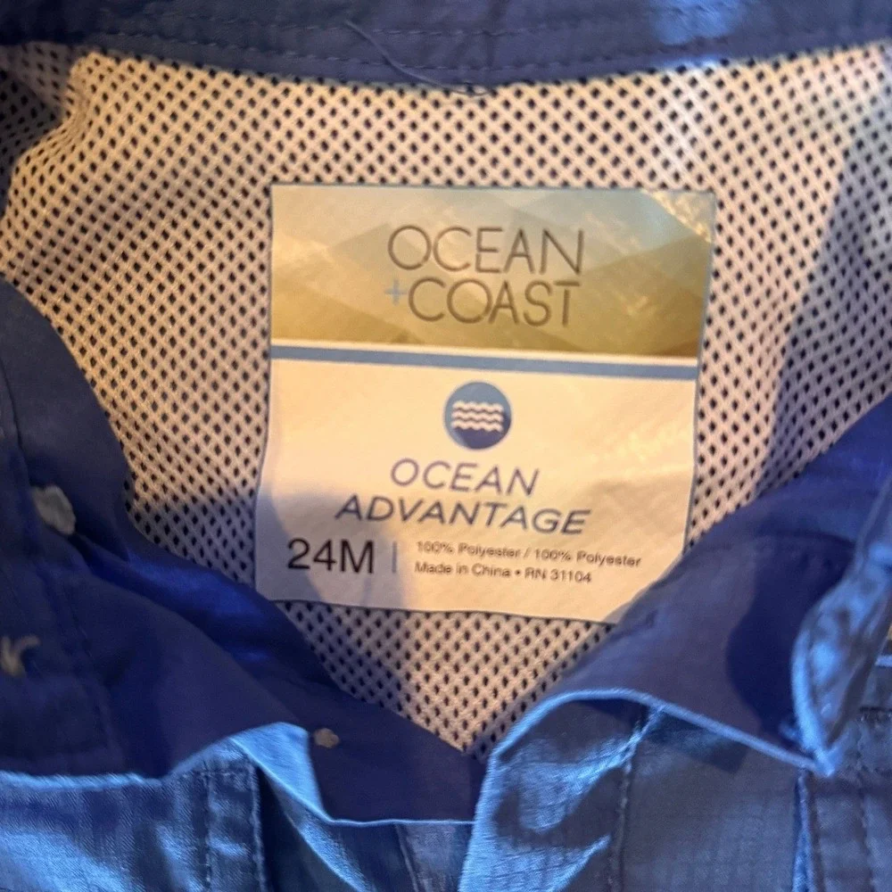 Ocean Coast Advantage Blue Fish Ripstop Fishing Romper 24M Red White Bluetail
